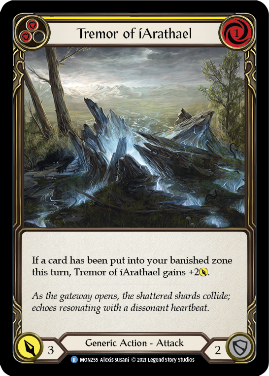 Tremor of iArathael (Yellow) (Rainbow Foil) [MON255-RF] 1st Edition Rainbow Foil - Devastation Store | Devastation Store