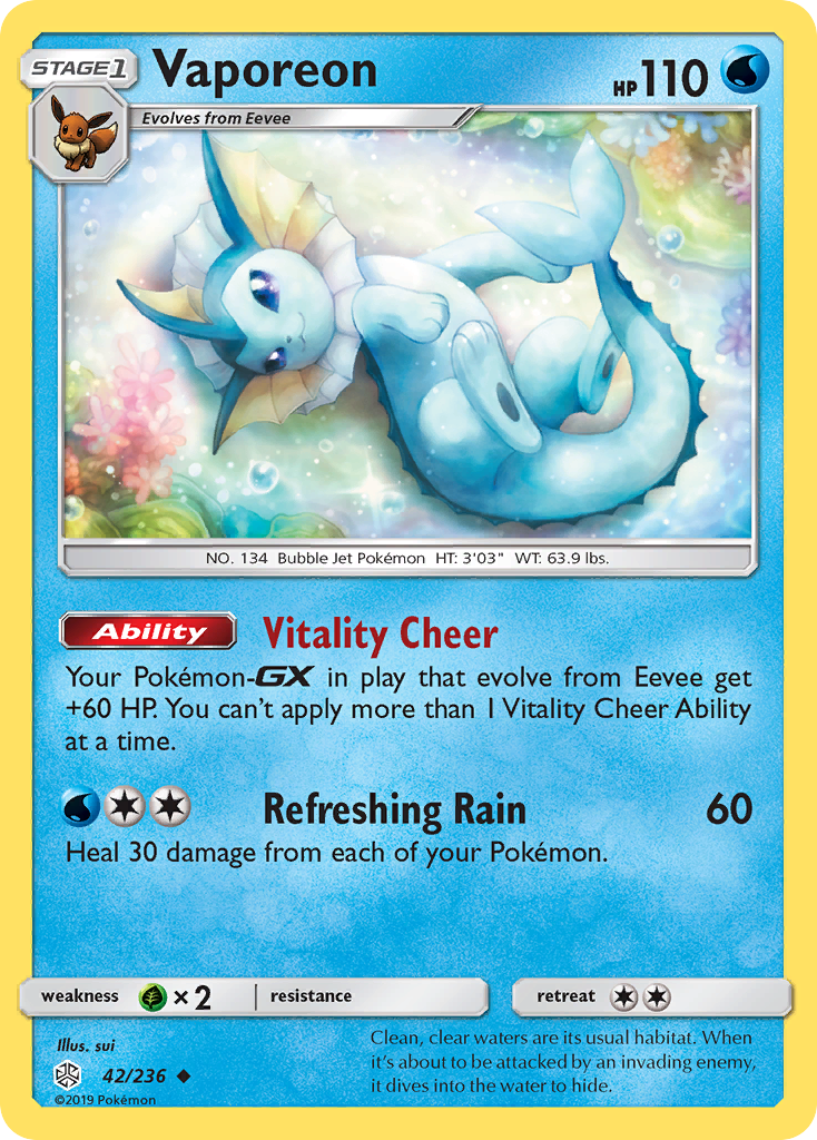 Vaporeon (42/236) [Sun & Moon: Cosmic Eclipse] | Devastation Store