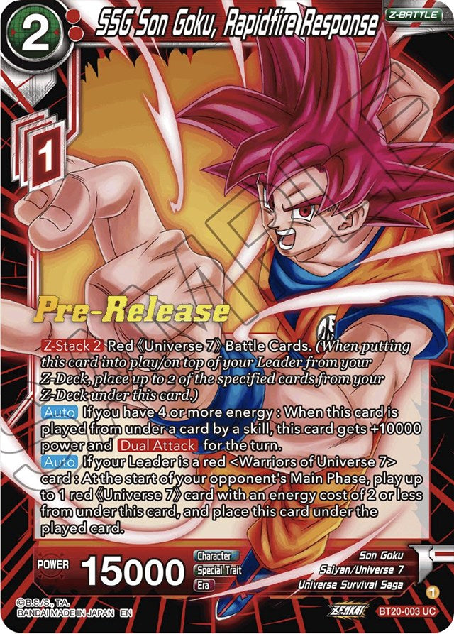 SSG Son Goku, Rapidfire Response (BT20-003) [Power Absorbed Prerelease Promos] | Devastation Store