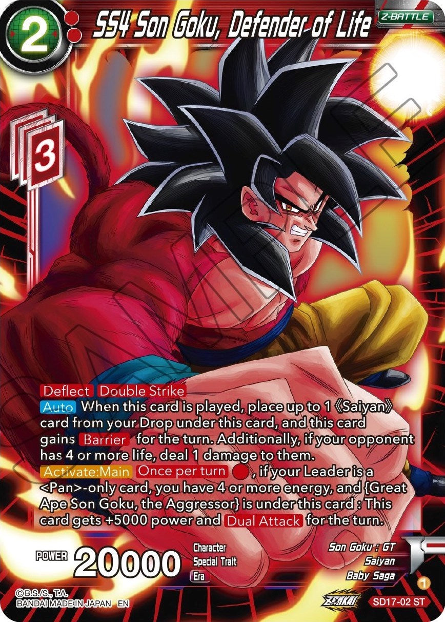SS4 Son Goku, Defender of Life (SD17-02) [Dawn of the Z-Legends] | Devastation Store