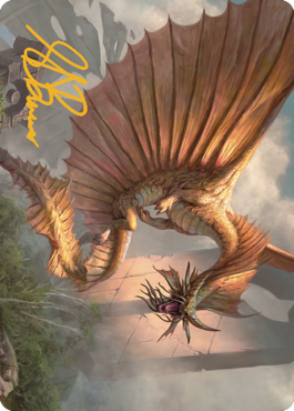 Ancient Gold Dragon Art Card (28) (Gold-Stamped Signature) [Commander Legends: Battle for Baldur's Gate Art Series] | Devastation Store