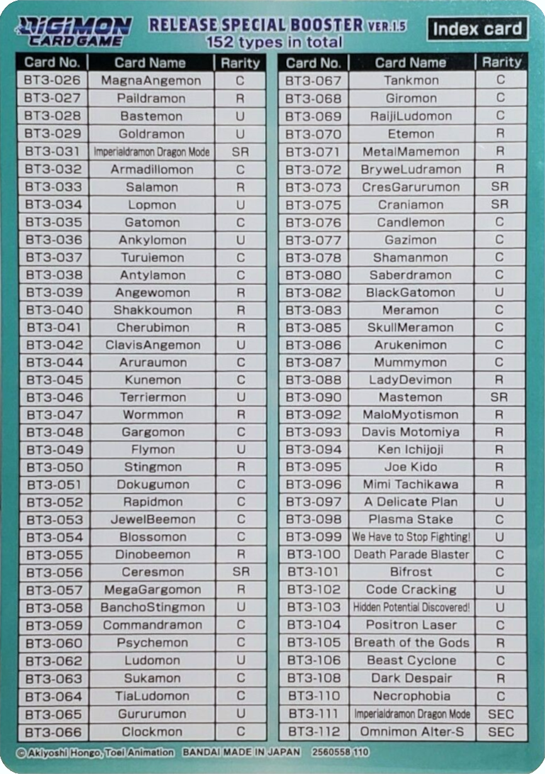 Release Special Booster Ver.1.5 Index Card (Player 2) [Release Special Booster Ver.1.5] | Devastation Store