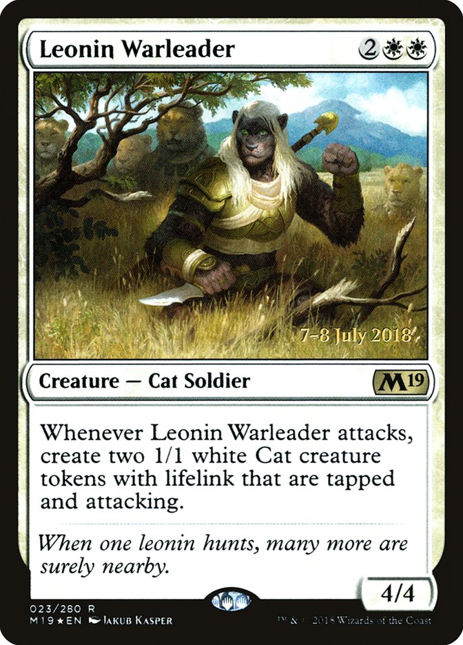 Leonin Warleader  [Core Set 2019 Prerelease Promos] - Devastation Store | Devastation Store