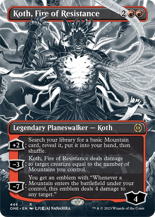Koth, Fire of Resistance (Borderless Manga Step-and-Compleat Foil) [Phyrexia: All Will Be One] | Devastation Store