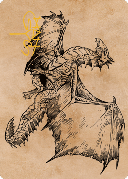 Ancient Bronze Dragon Art Card (58) (Gold-Stamped Signature) [Commander Legends: Battle for Baldur's Gate Art Series] | Devastation Store