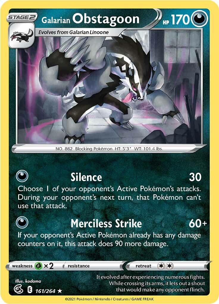 Galarian Obstagoon (161/264) [Sword & Shield: Fusion Strike] | Devastation Store