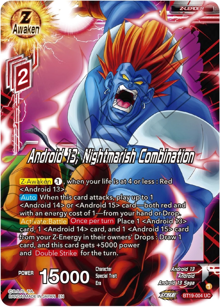 Android 13, Nightmarish Combination (BT19-004) [Fighter's Ambition] | Devastation Store