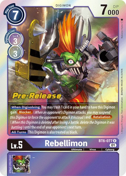 Rebellimon [BT6-077] [Double Diamond Pre-Release Cards] | Devastation Store