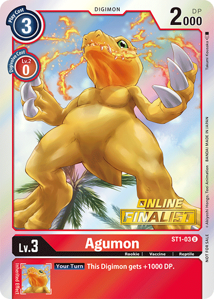 Agumon [ST1-03] (Online Finalist) [Starter Deck: Gaia Red Promos] | Devastation Store