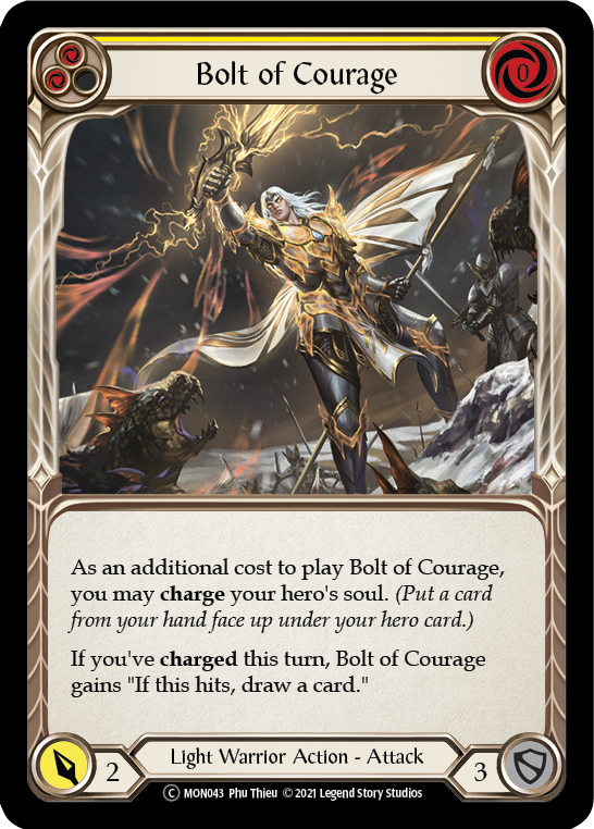 Bolt of Courage (Yellow) (Rainbow Foil) [U-MON043-RF] Unlimited Edition Rainbow Foil | Devastation Store