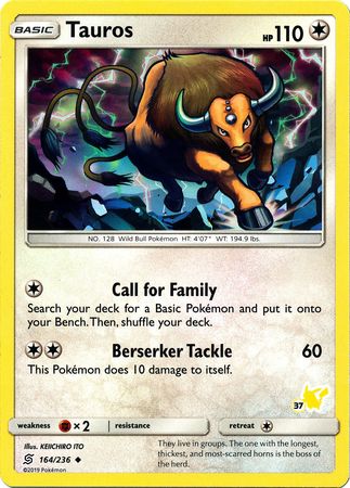 Tauros (164/236) (Pikachu Stamp #37) [Battle Academy 2020] | Devastation Store