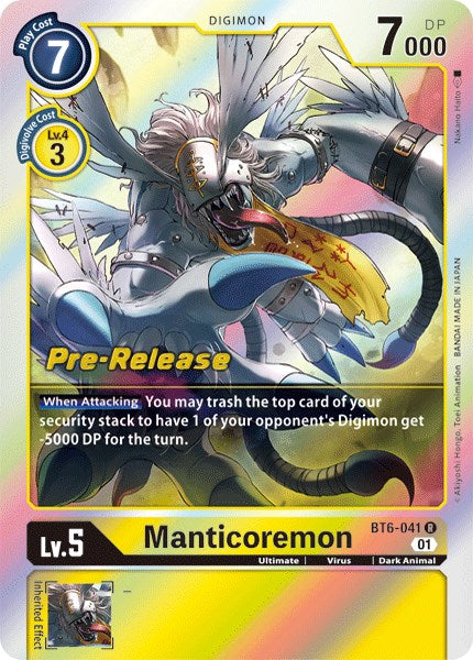 Manticoremon [BT6-041] [Double Diamond Pre-Release Cards] | Devastation Store