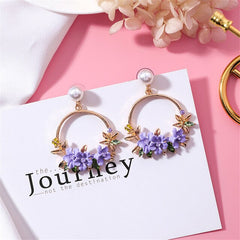 High Quality Elegant Circle Flower Earring Women Simulated Pearl Crystal Gift - Devastation Store | Devastation Store