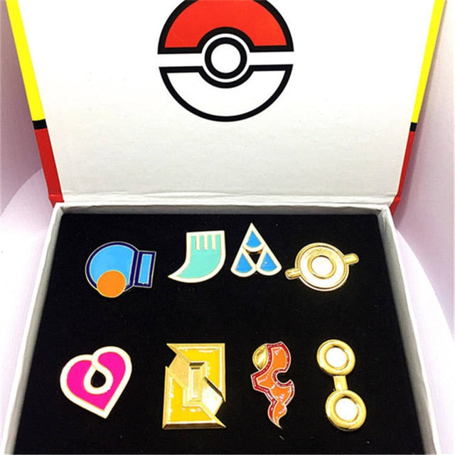 8pcs/set Pokemon Badges Kanto/Johto/Hoenn/Sinnoh/Unova/Kalos League Region Brooches with Box Pokemon Cosplay Costume Accessories - Devastation Store | Devastation Store