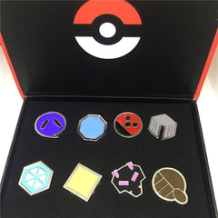 8pcs/set Pokemon Badges Kanto/Johto/Hoenn/Sinnoh/Unova/Kalos League Region Brooches with Box Pokemon Cosplay Costume Accessories - Devastation Store | Devastation Store