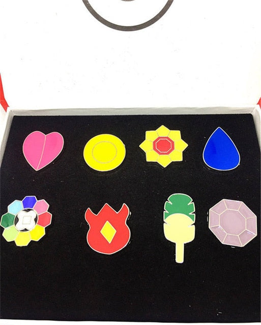 8pcs/set Pokemon Badges Kanto/Johto/Hoenn/Sinnoh/Unova/Kalos League Region Brooches with Box Pokemon Cosplay Costume Accessories - Devastation Store | Devastation Store